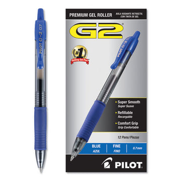 Pilot® G2 Premium Gel Pen, Retractable, Fine 0.7 Mm, Blue Ink, Smoke Barrel, 12-pack freeshipping - TVN Wholesale